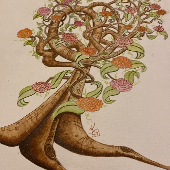 Unframed Original Art Watercolour Painting Blossoming Tree - Picture 4 of 4